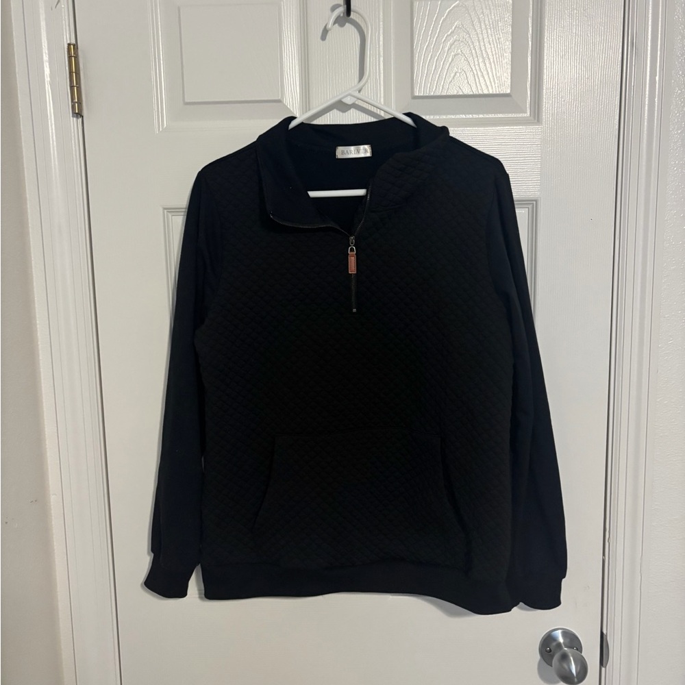 Women's Black Quilted Hoodie